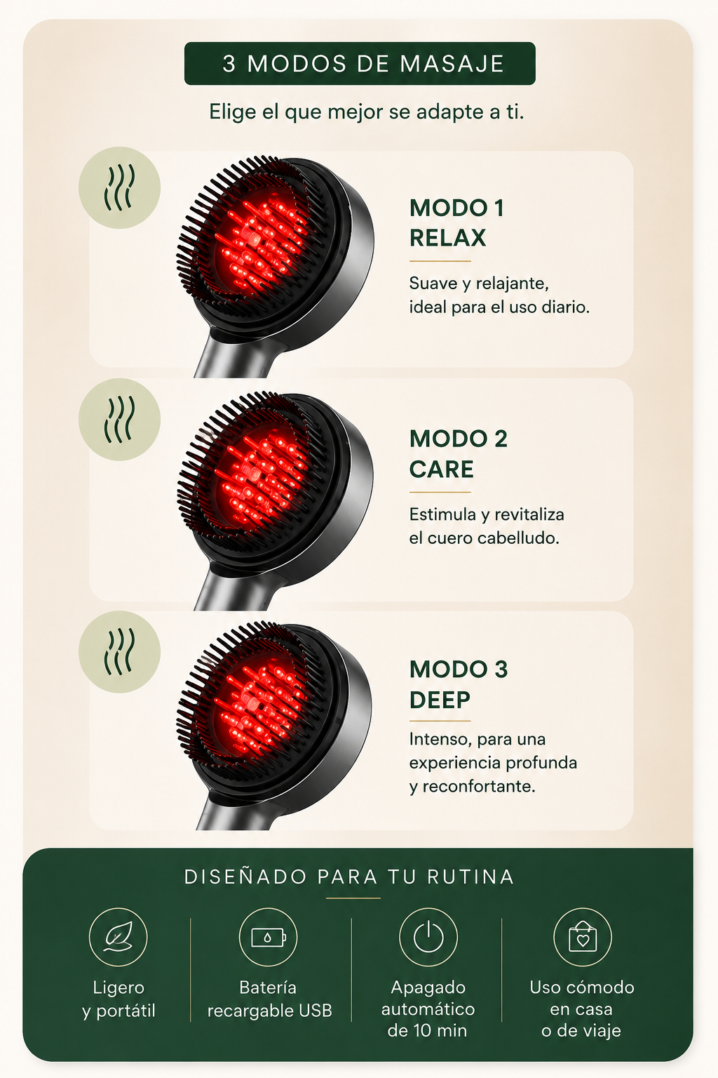 Masajeador Capilar LED 3 en 1