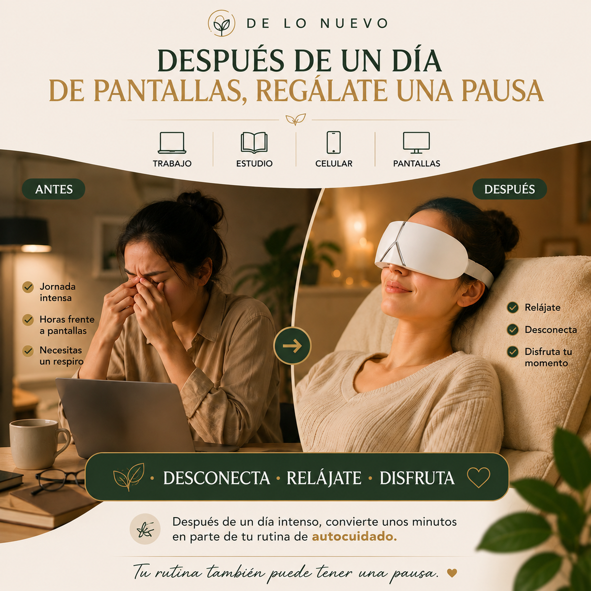 Masajeador de Ojos con Calor y Vibración 16 Puntos