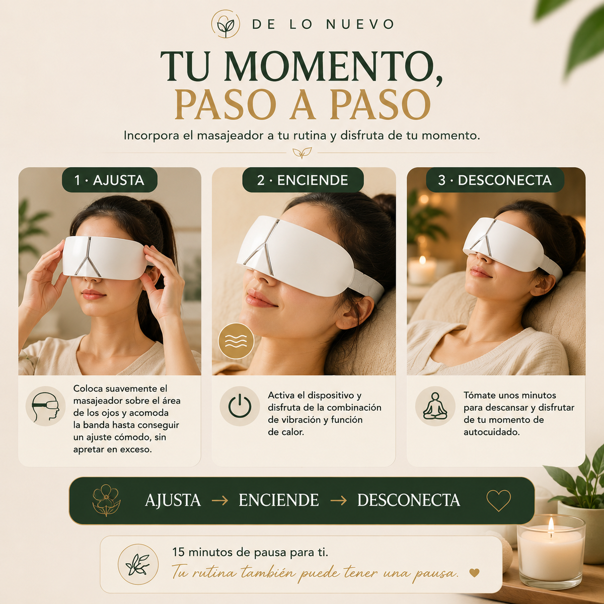 Masajeador de Ojos con Calor y Vibración 16 Puntos