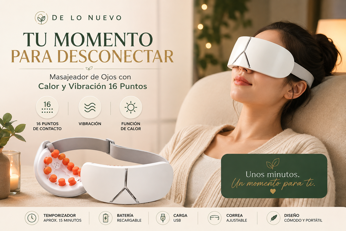 Masajeador de Ojos con Calor y Vibración 16 Puntos
